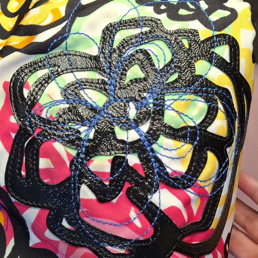 Coach Multicolor Floral Tote with Black Trim - Picture 5 of 12